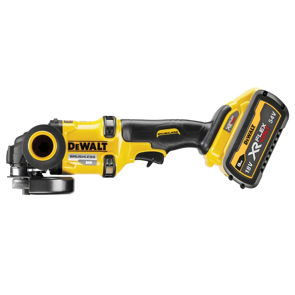 Dewalt DCG418X2 54V FlexVolt Brushless 125mm Angle Grinder with 2 x 9.0Ah Battery Charger & Case