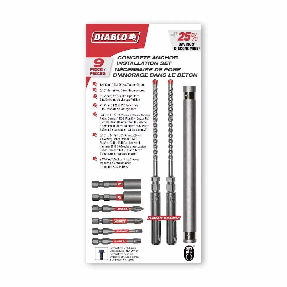 Diablo DMAPL9910-S9 9pc Concrete Anchor Drive Installation Set