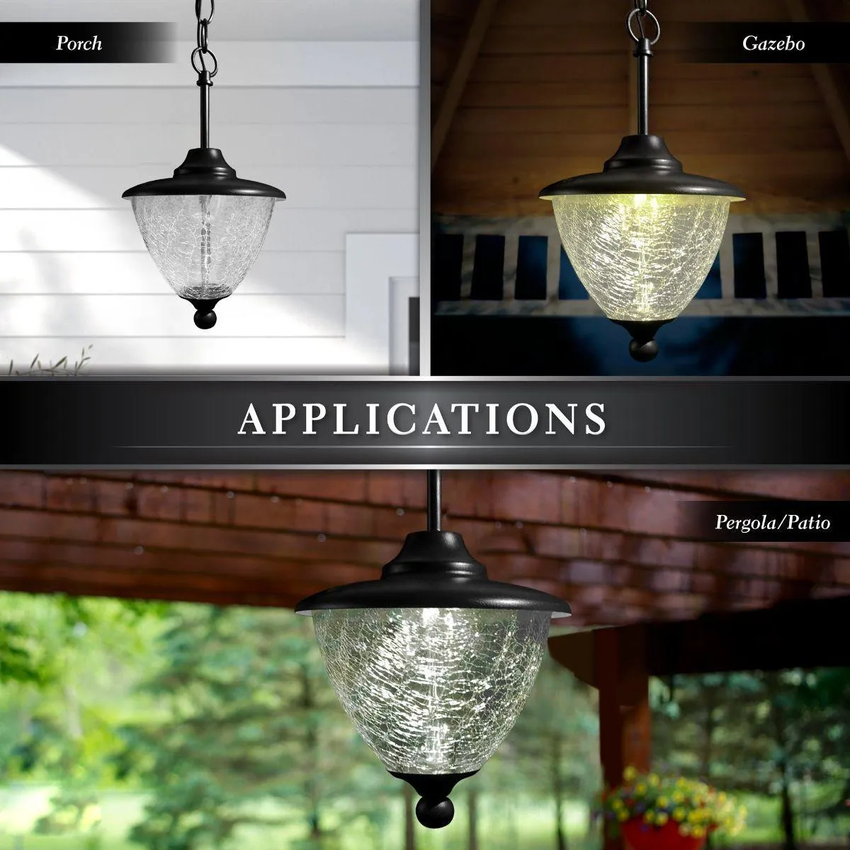 Eclipse Solar LED Outdoor Chandelier 4500K Black finish