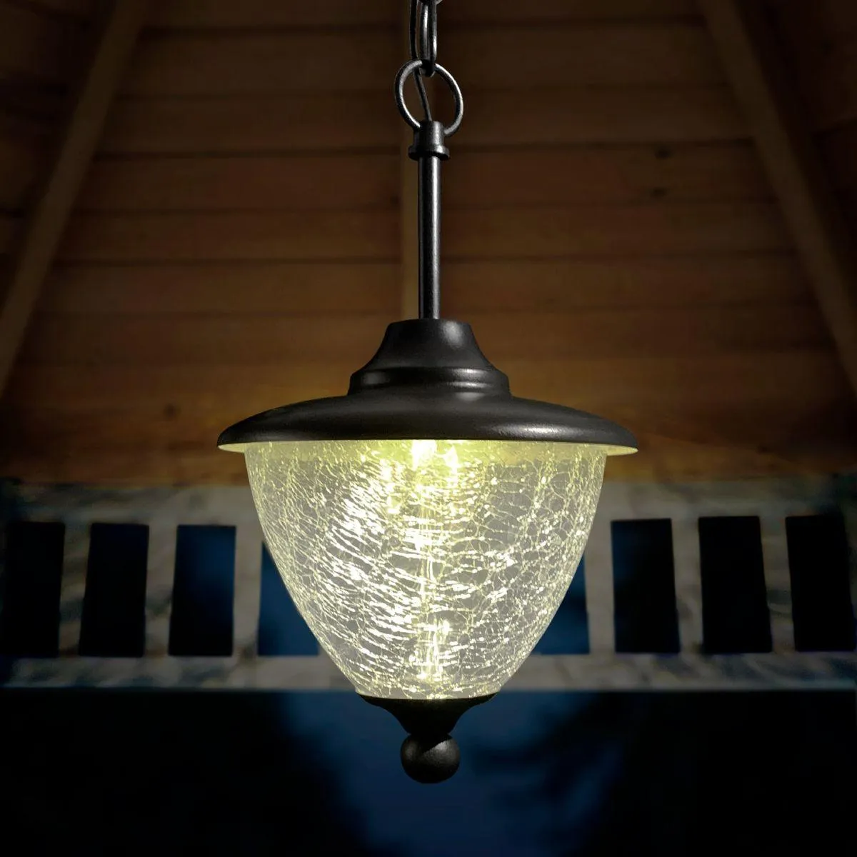 Eclipse Solar LED Outdoor Chandelier 4500K Black finish