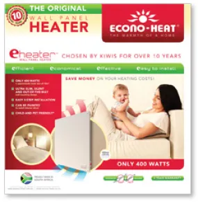 ECONO-HEAT® 260W Original Wall Panel Heaters – 400mm cord length