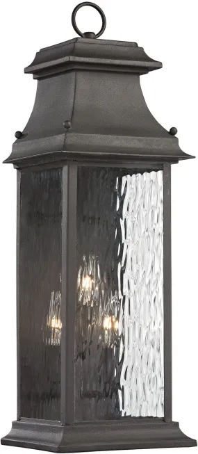 Forged Provincial 3 Light Outdoor Sconce In Charcoal