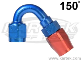 Fragola AN -12 Red And Blue Anodized Aluminum Series 3000 Cutter Style 150 Degree Bent Tube Hose End