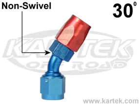 Fragola AN -4 Red And Blue Anodized Aluminum Series 3000 Cutter Style 30 Degree Bent Tube Hose Ends