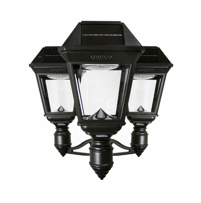 Gama Sonic Imperial III Commercial Solar Triple Post Light, 900 Lumens, CCT Selectable 2700K/6000K