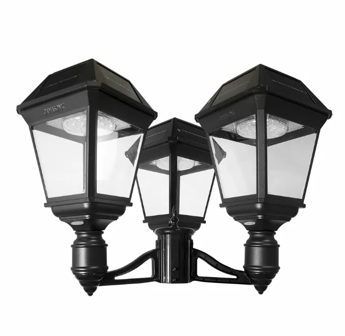 Gama Sonic Imperial III Commercial Solar Triple Post Light, 900 Lumens, CCT Selectable 2700K/6000K