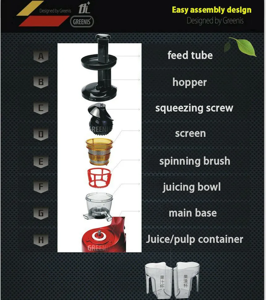 GREENIS, JUICE ALL MULTI VERT JUICER 9008 Smoothie Maker, Nut Grinder, SLOW JUICER,