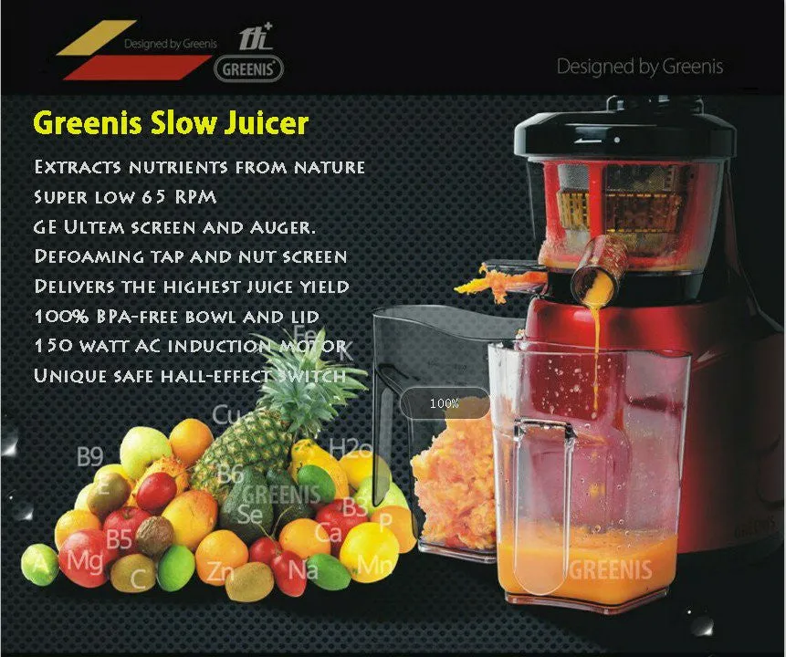 GREENIS, JUICE ALL MULTI VERT JUICER 9008 Smoothie Maker, Nut Grinder, SLOW JUICER,