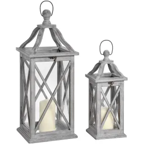 Grey Cross Sections Lanterns Set of 2