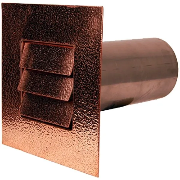 Hammered Copper Low Profile Louvered Dryer Vent - Exhaust Vent (4"-12")