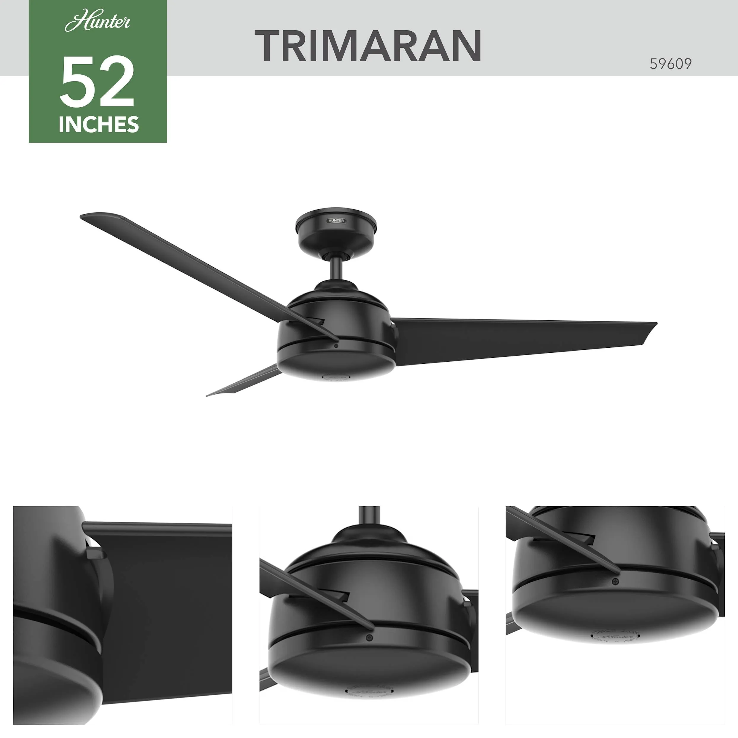 Hunter Trimaran Outdoor 52 inch | Matte Black 59609 | OS