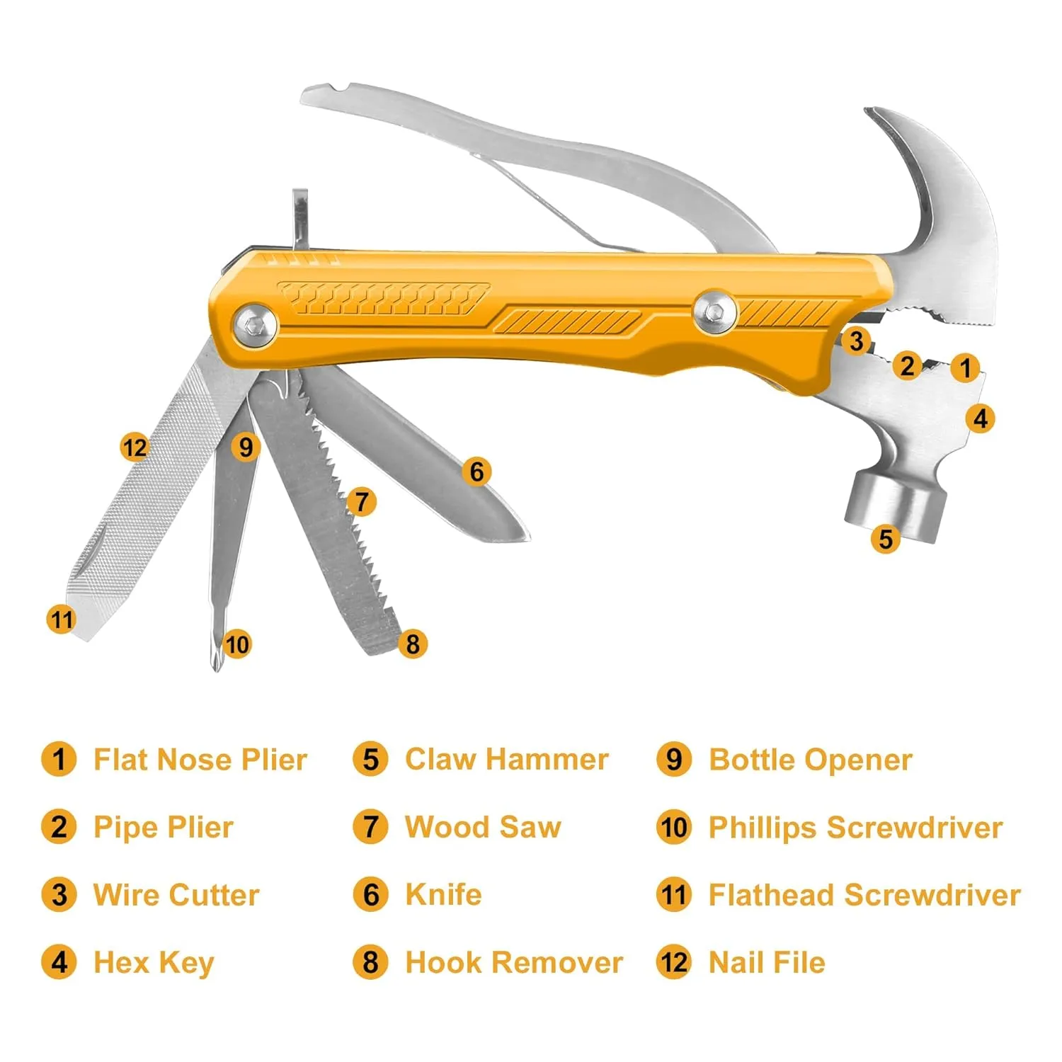 INGCO Multipurpose Tool Kit, 12 in 1 Multitool, Multi-function Hammer HMFH0121