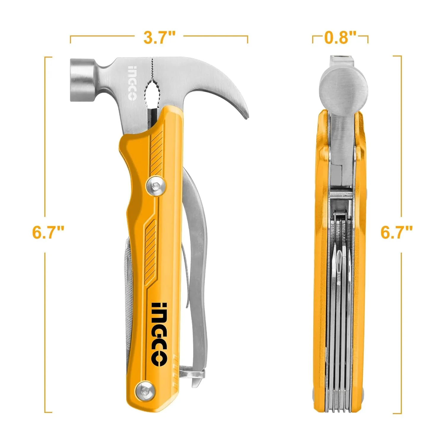 INGCO Multipurpose Tool Kit, 12 in 1 Multitool, Multi-function Hammer HMFH0121