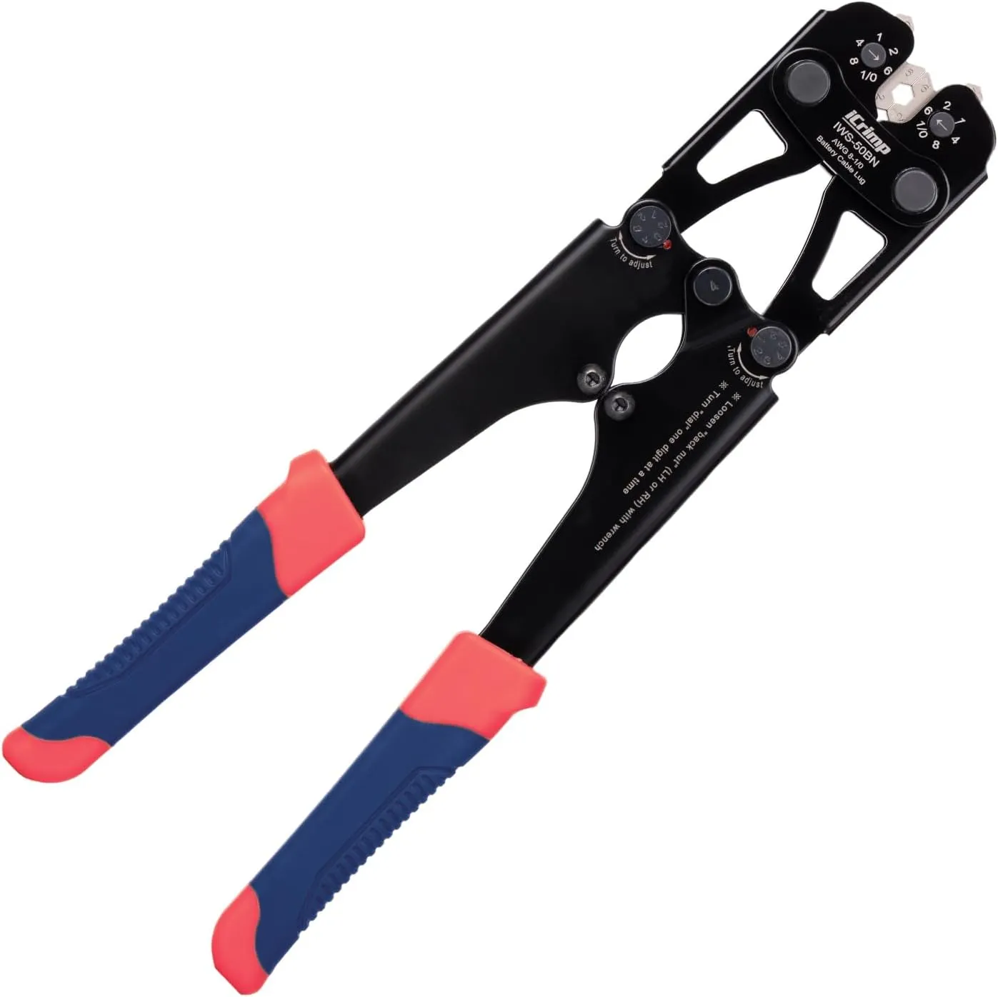 IWS-50BN Battery Cable Lug Crimper Kit for AWG 8-1/0 Electrical Lug with Cable Cutter & Stripper