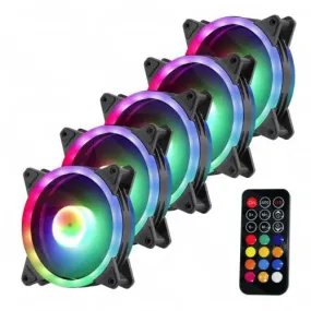 Jedel 12cm RGB Low Noise Case Fans x5, Fan Speed Control, Fan Hub & RGB Remote Control included