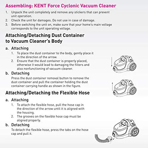 KENT Force Cyclonic Vacuum Cleaner 2000-Watt (White and Silver)