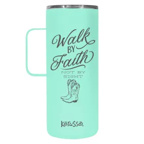 Kerusso 22 oz Stainless Steel Mug With Handle Walk By Faith