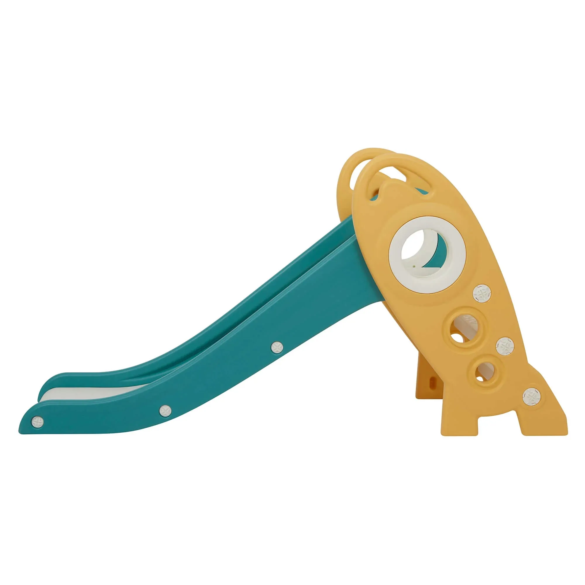 Kids Foldable Rocket Slide - Green & Gold