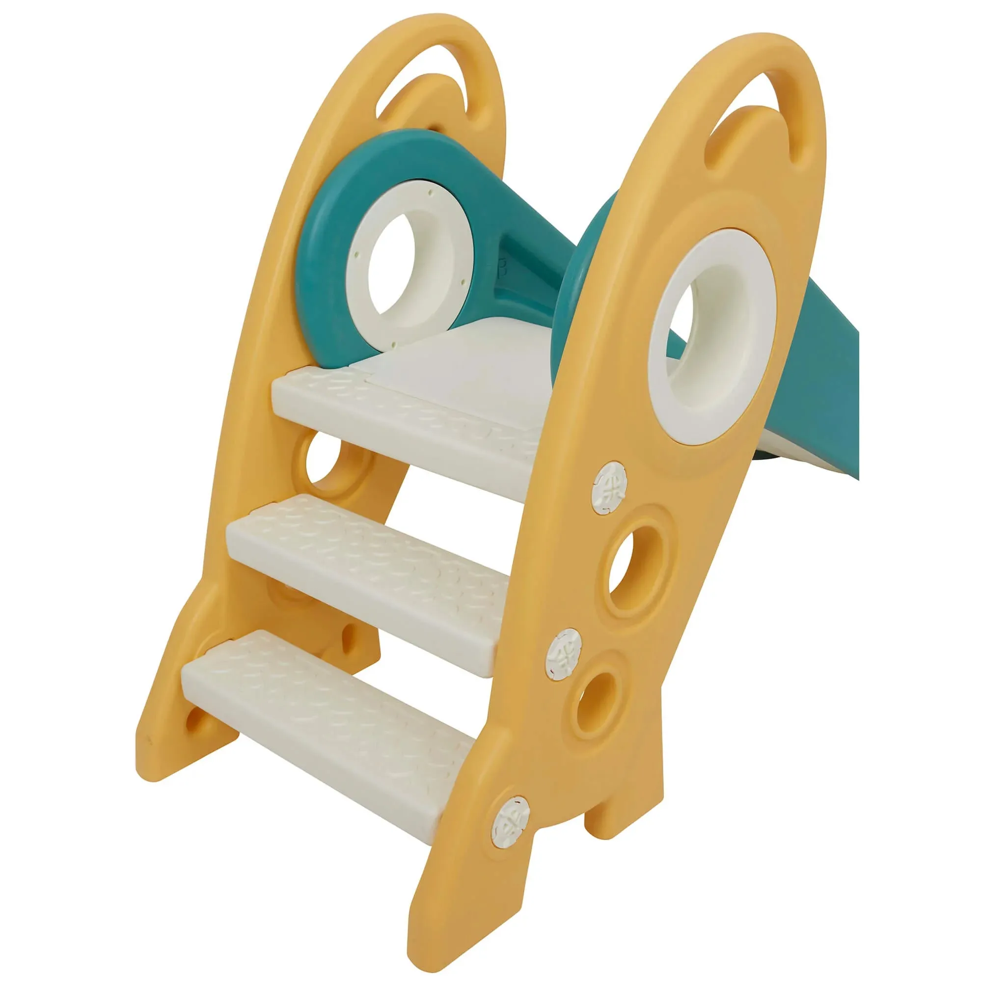 Kids Foldable Rocket Slide - Green & Gold