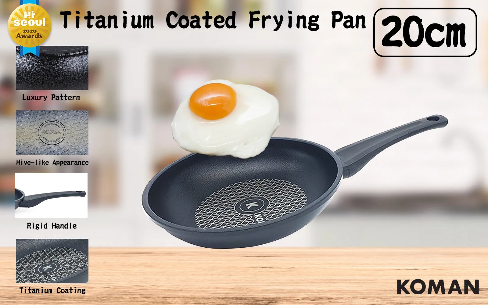 KOMAN 20cm Titanium Coating Frying Pan Non-Stick