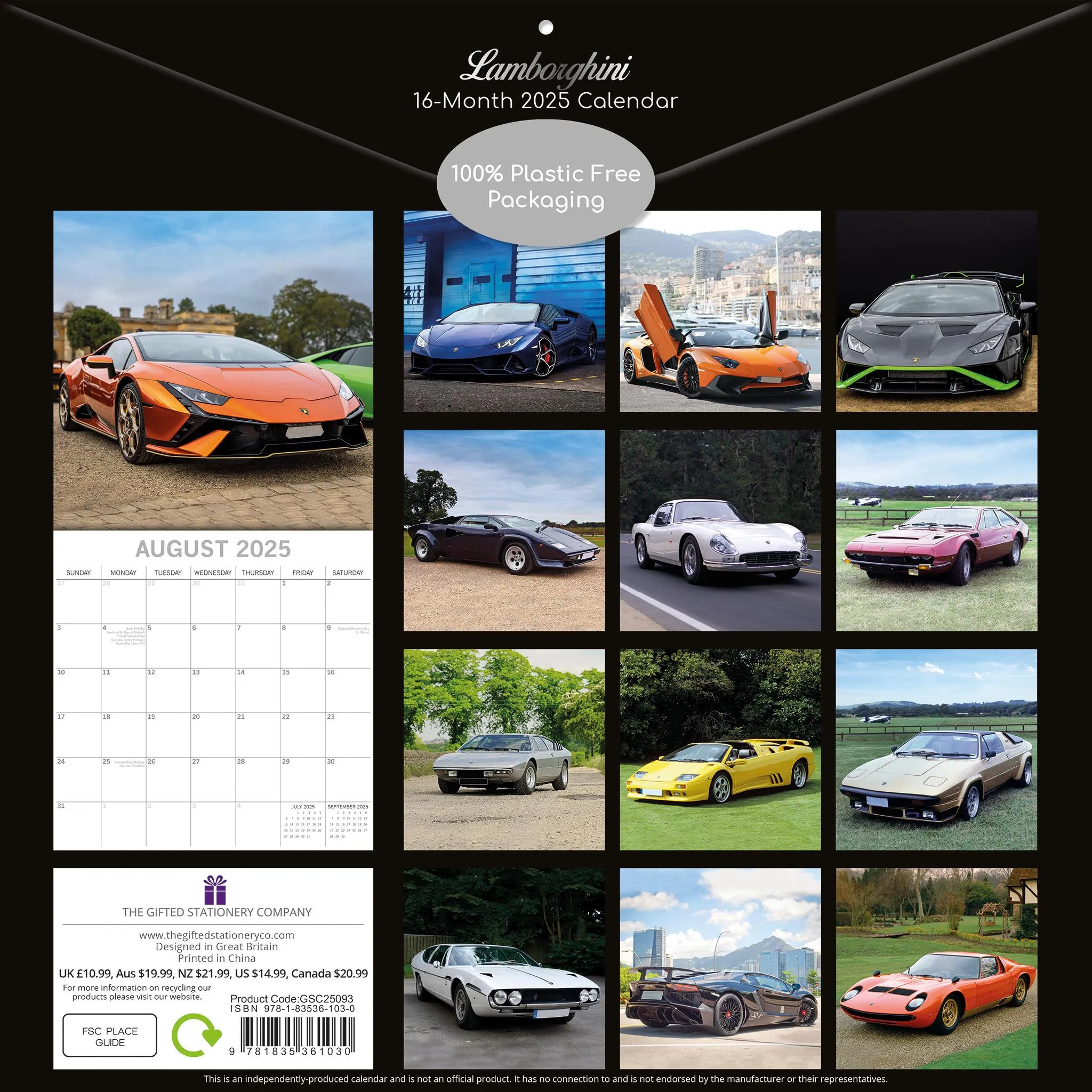 Lamborghini Wall 2025 Calendar