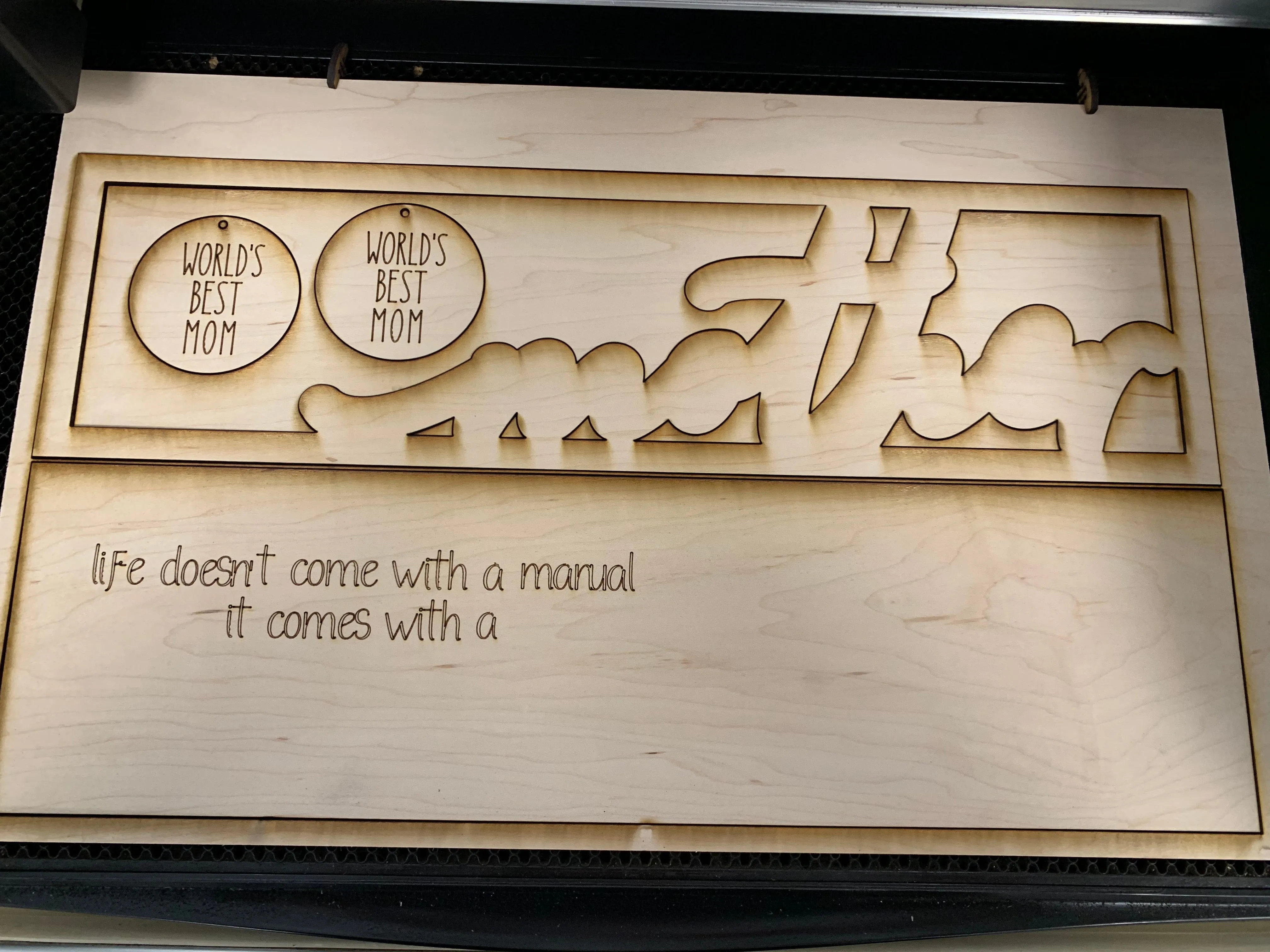 Layered Sign: Mother: Life Instruction Manual SVG File Laser Glowforge