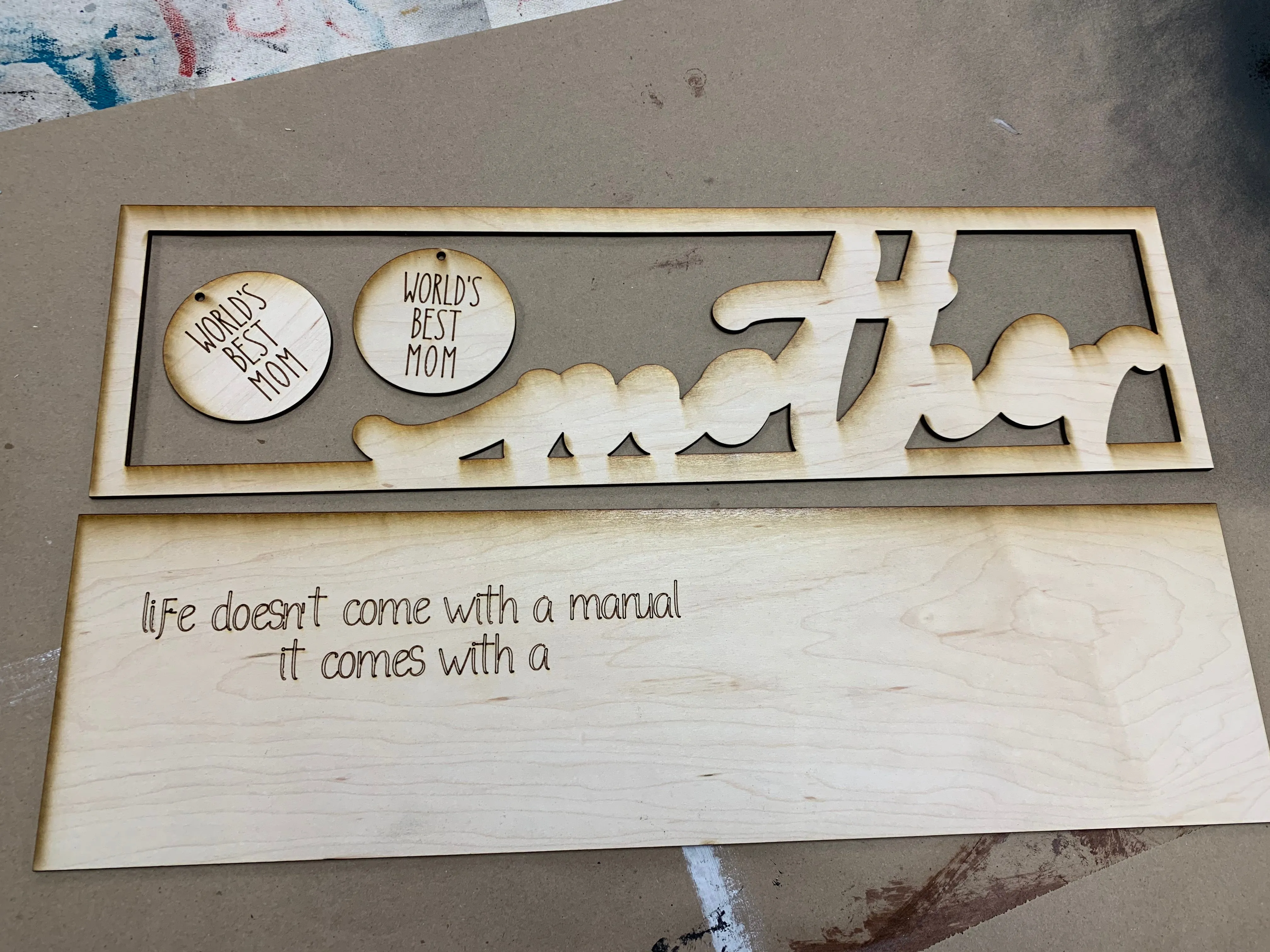 Layered Sign: Mother: Life Instruction Manual SVG File Laser Glowforge