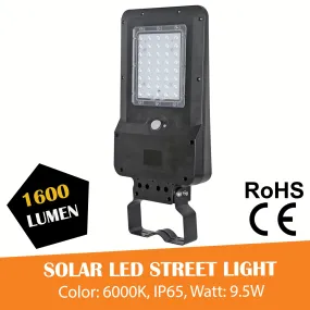 LED Street Light Solar Powered Area Lighting, 1600 Lumen, Color 6000K, IP65, 2 Year Warranty