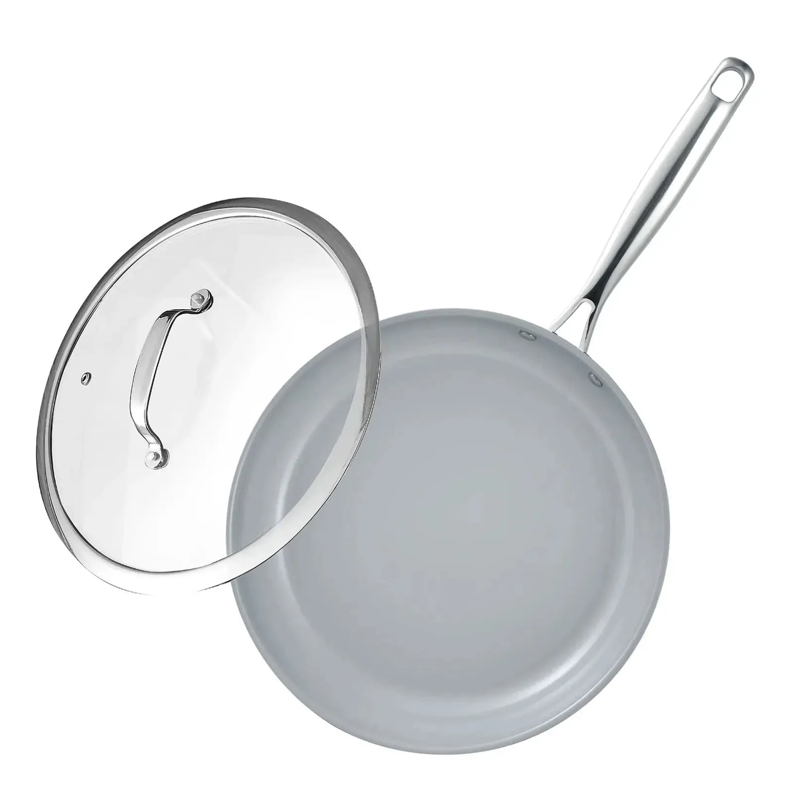 MasterPro Frying Pan With Glass Lid Ceramic Coated Non-Stick 30cm