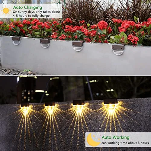 Melunar Solar Deck Lights, 6 Pack Outdoor Waterproof LED Lights for Patio, Stairs,Yard, Garden Pathway, Step and Fences, 10 Lumens, Warm White/Color Changing Lighting