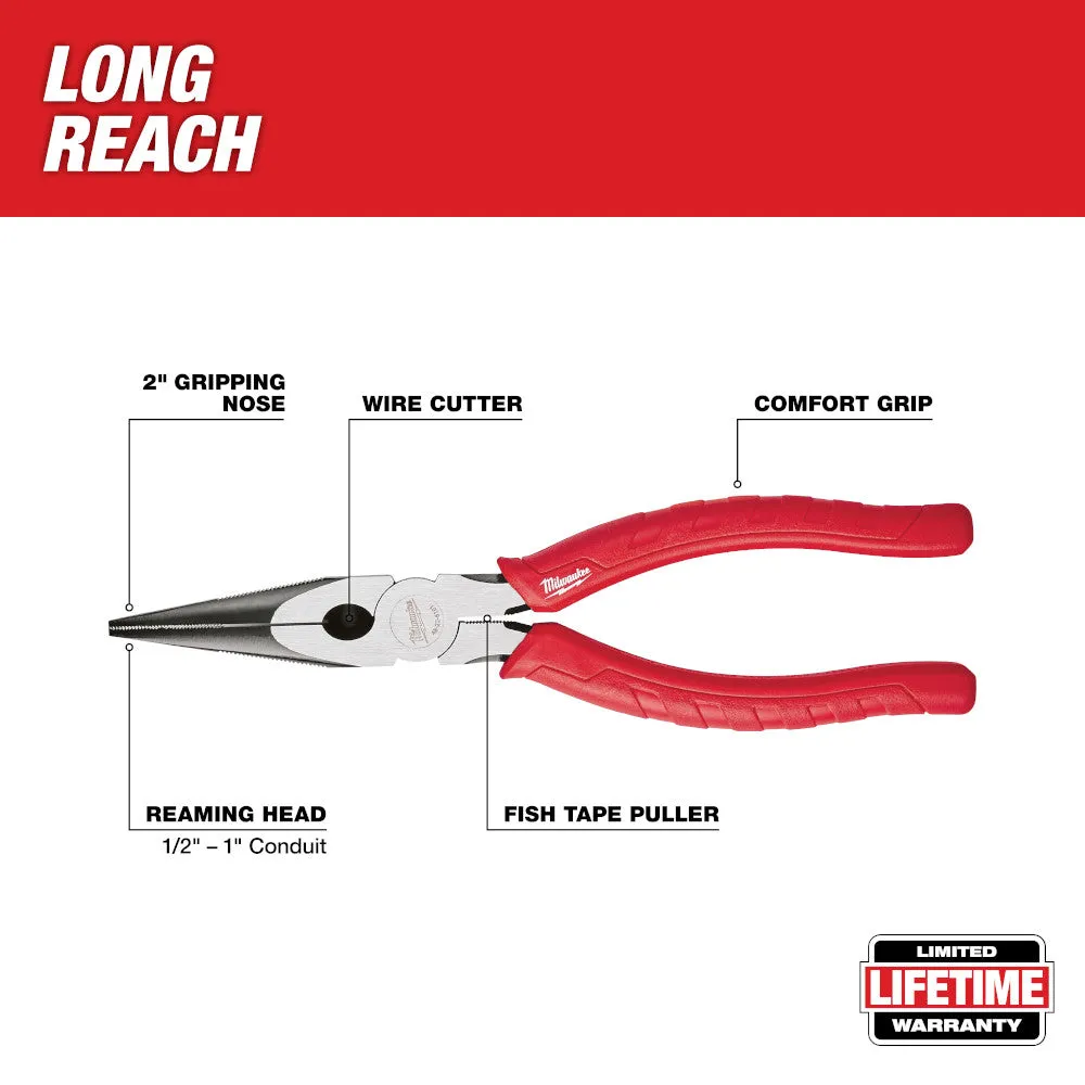 Milwaukee 48-22-6101 8" Comfort Grip Long Nose Pliers