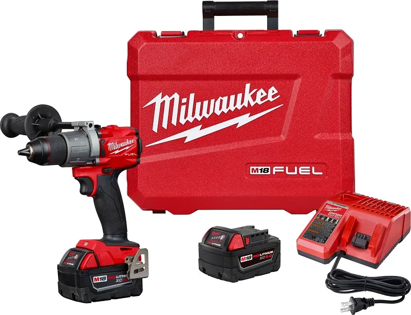 Milwaukee M18 FUEL 2804-22 Hammer Drill Kit, Battery Included, 18 V, 5 Ah, 1/2 in Chuck, Ratcheting Chuck :EA: QUANTITY: 1