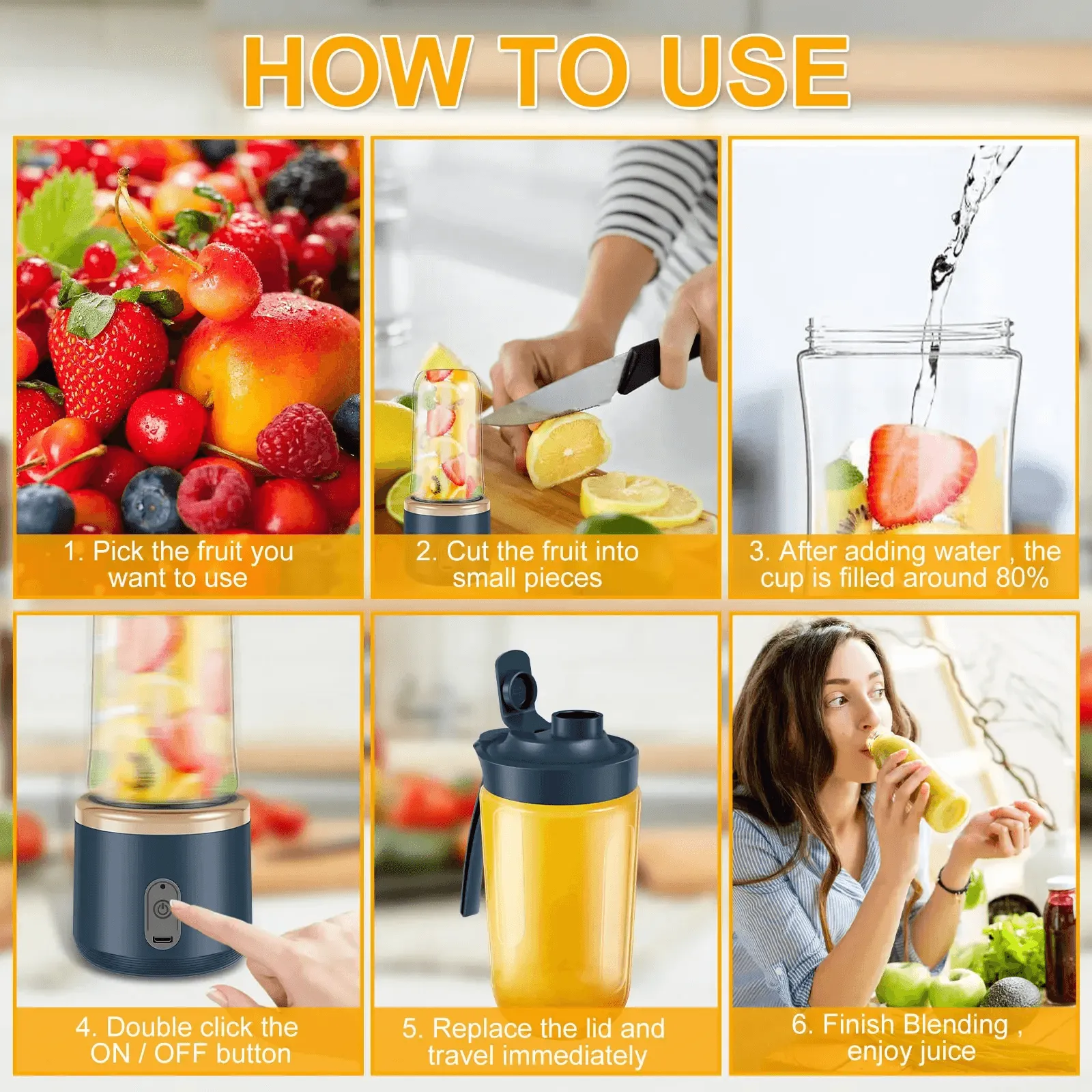 Mini Portable Travel Electric Juicer Blender With Juice Cup A-803