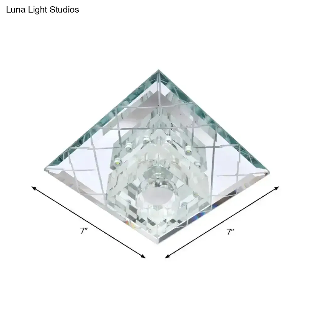 Modern Clear Crystal LED Flush Mount Lamp - Chrome Finish