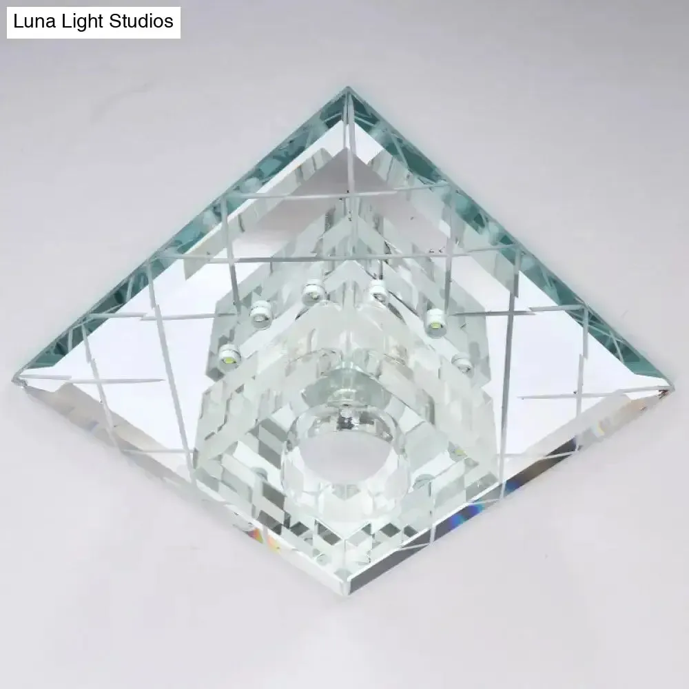 Modern Clear Crystal LED Flush Mount Lamp - Chrome Finish