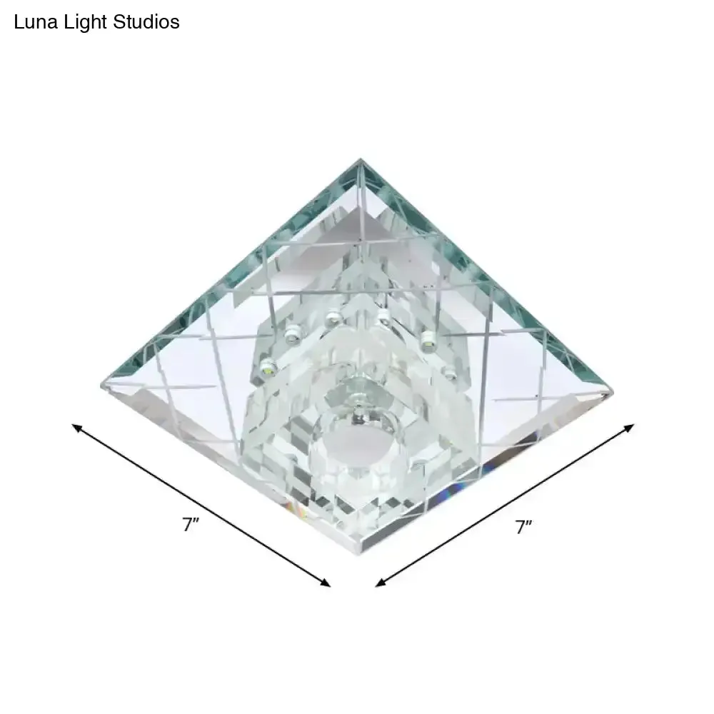 Modern Clear Crystal LED Flush Mount Lamp - Chrome Finish