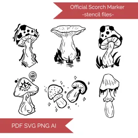 Mushroom Stencil Cut Files! 🍄 STAFF PICK! [AI SVG PNG DXF]