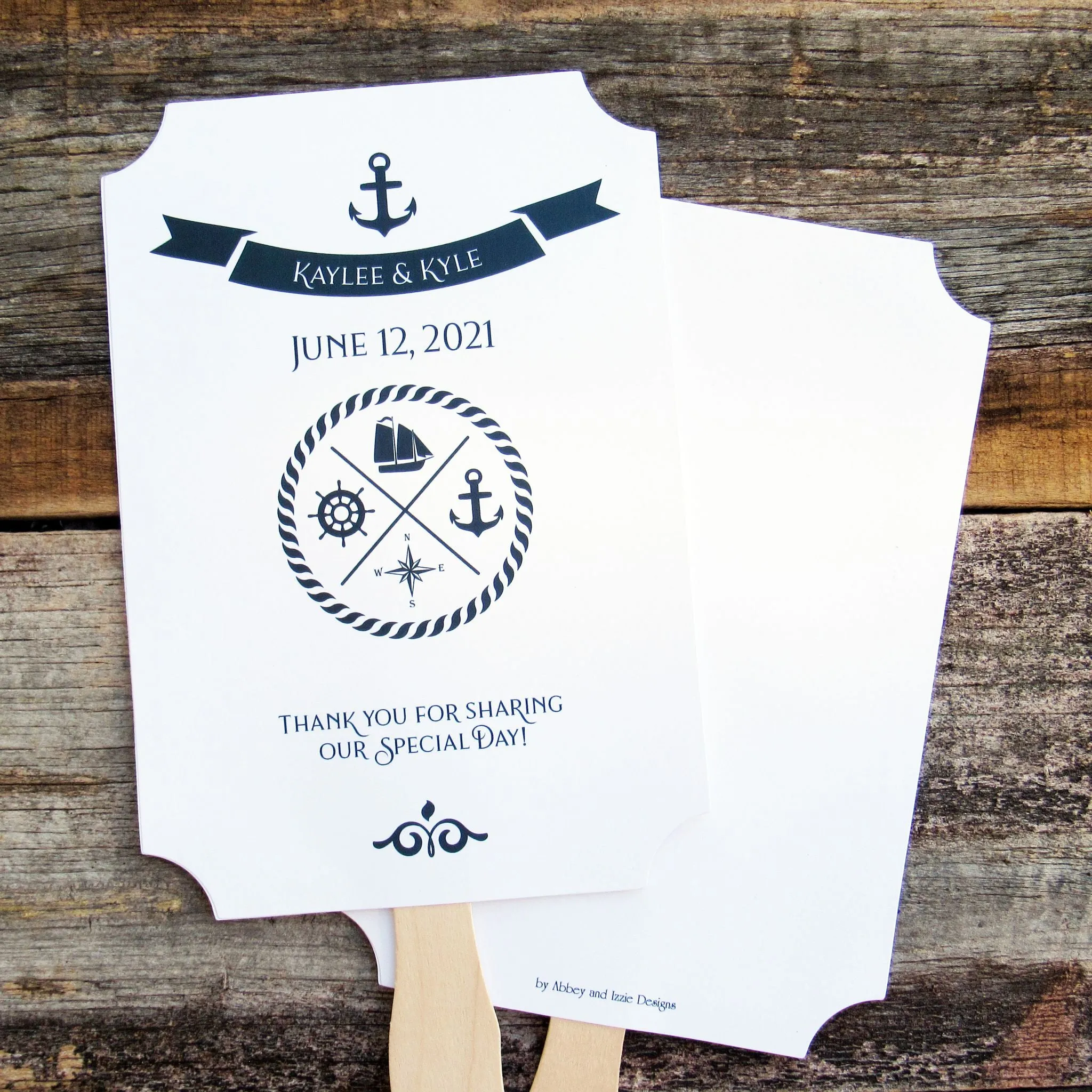 Nautical Theme Wedding Fans