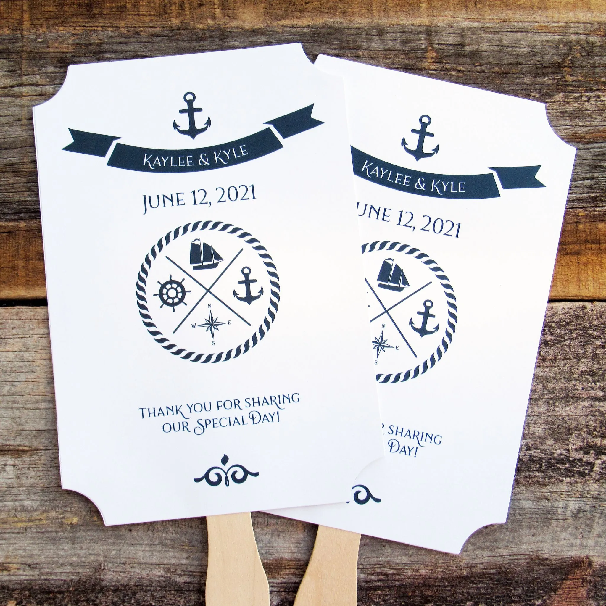 Nautical Theme Wedding Fans