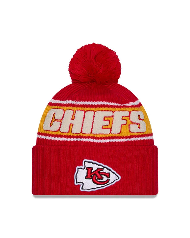 New Era Men's NFL Kansas City Chiefs Sideline 24 Sport Pom Knit Toque