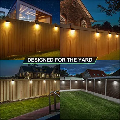 NIORSUN Solar Fence Lights Warm White and Cool White, 8 Pack Solar Decorative Lights IP65 Waterproof Solar Outdoor Light for Deck Solar Wall Light for Fence, Step, Yard, Patio, Garden