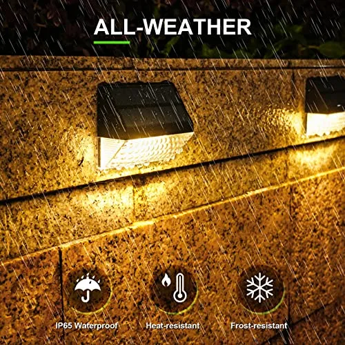 NIORSUN Solar Fence Lights Warm White and Cool White, 8 Pack Solar Decorative Lights IP65 Waterproof Solar Outdoor Light for Deck Solar Wall Light for Fence, Step, Yard, Patio, Garden