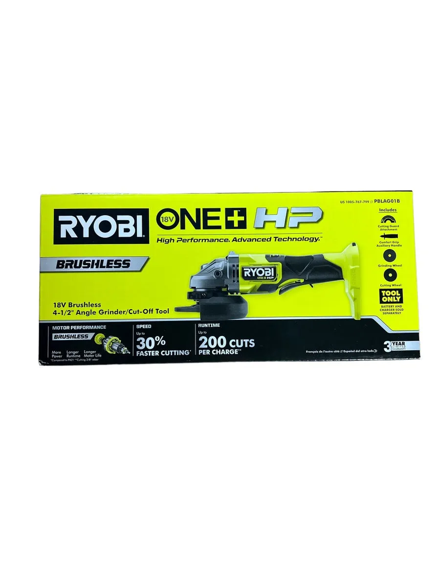 ONE  HP 18V Brushless Cordless 4-1/2 in. Angle Grinder (Tool Only)