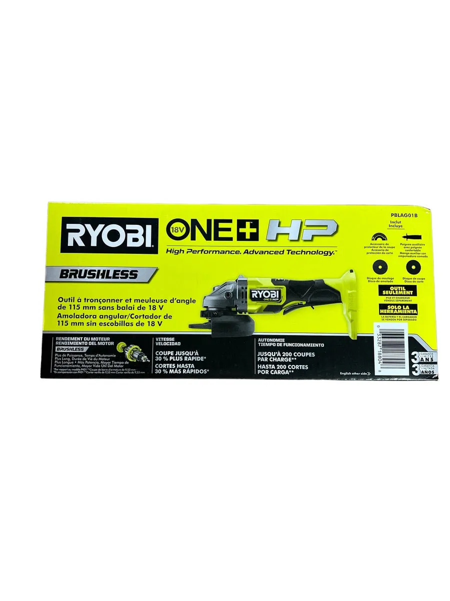 ONE  HP 18V Brushless Cordless 4-1/2 in. Angle Grinder (Tool Only)