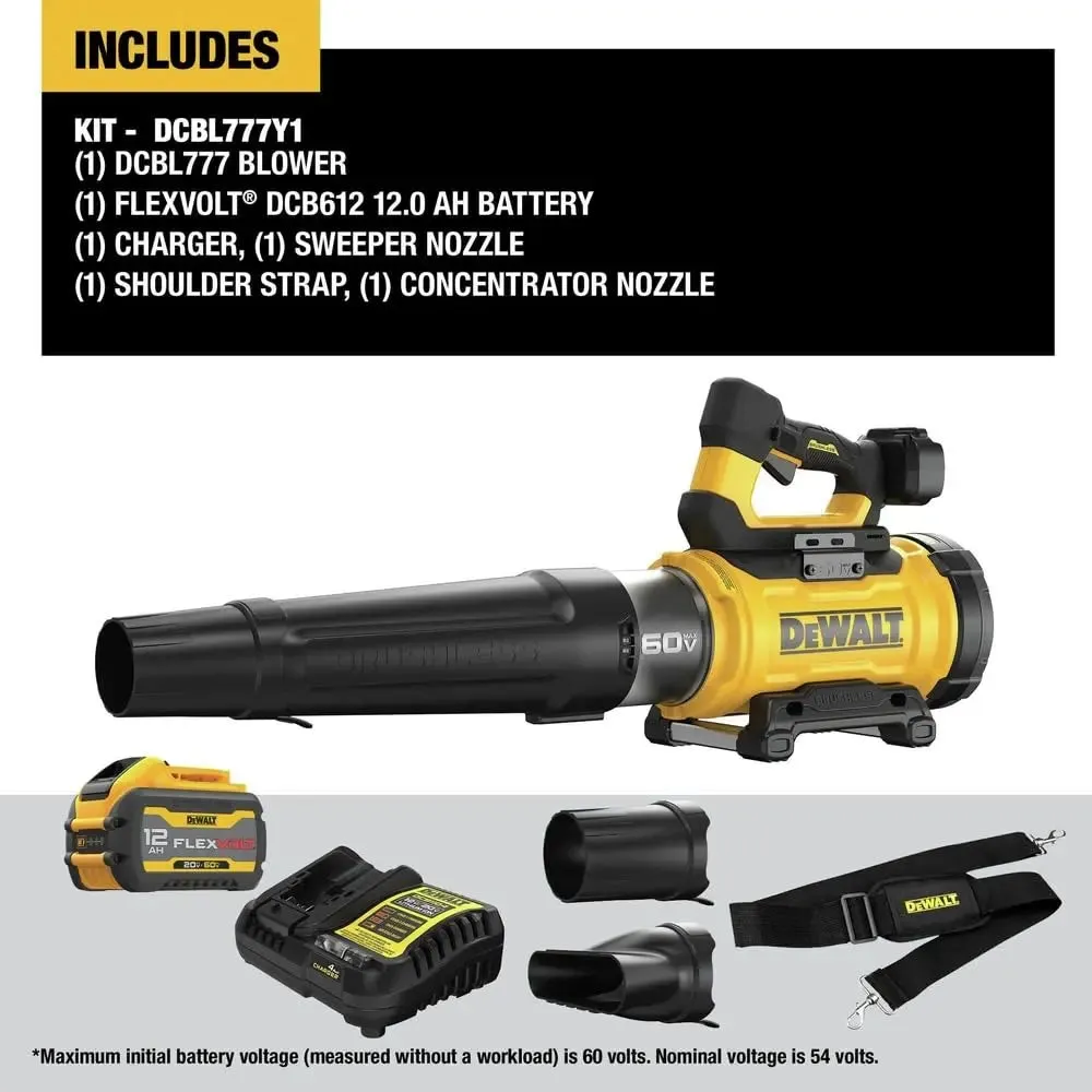 Open Box -  DEWALT 60-Volt MAX 157 MPH 780 CFM Brushless Cordless Battery Powered Handheld Leaf Blower Kit with 12 Ah Battery and Charger