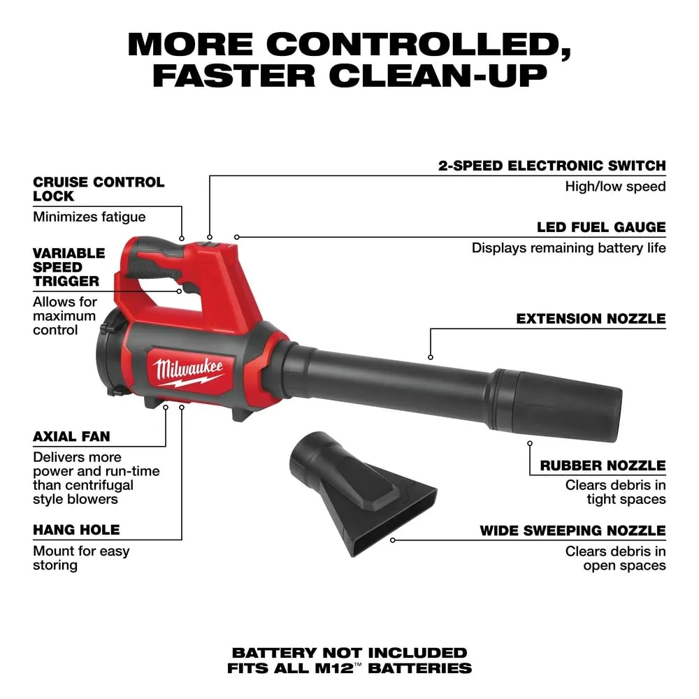 Open Box - Milwaukee M12 12-Volt Lithium-Ion Cordless Compact Spot Blower (Tool-Only)