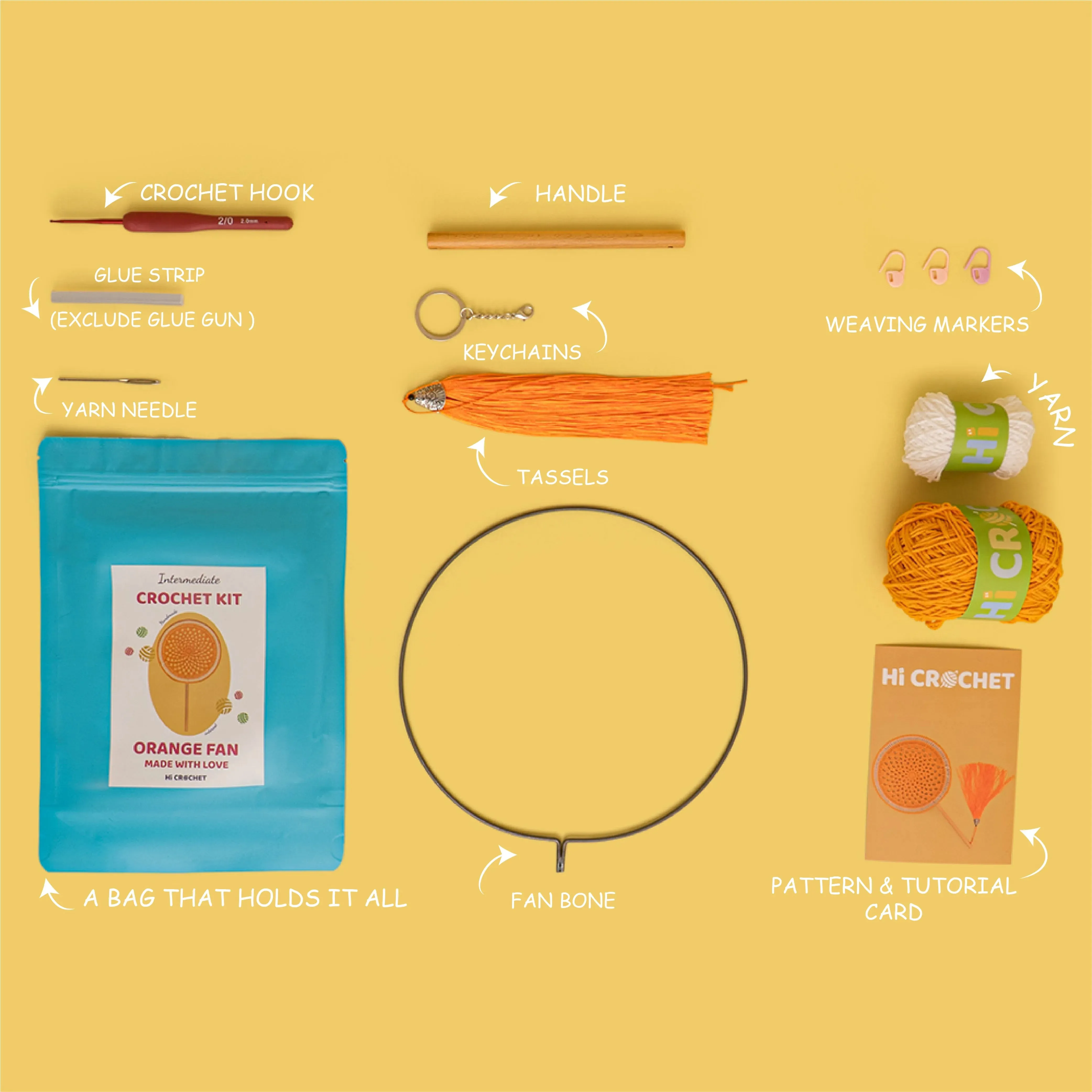 Orange Fan Crochet Kit