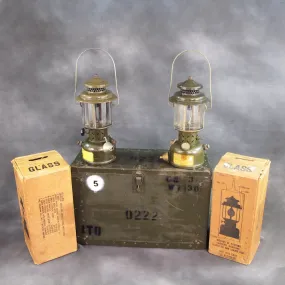 Original U.S. Korean and Vietnam War Coleman Gasoline Lantern Set with Transit Chest