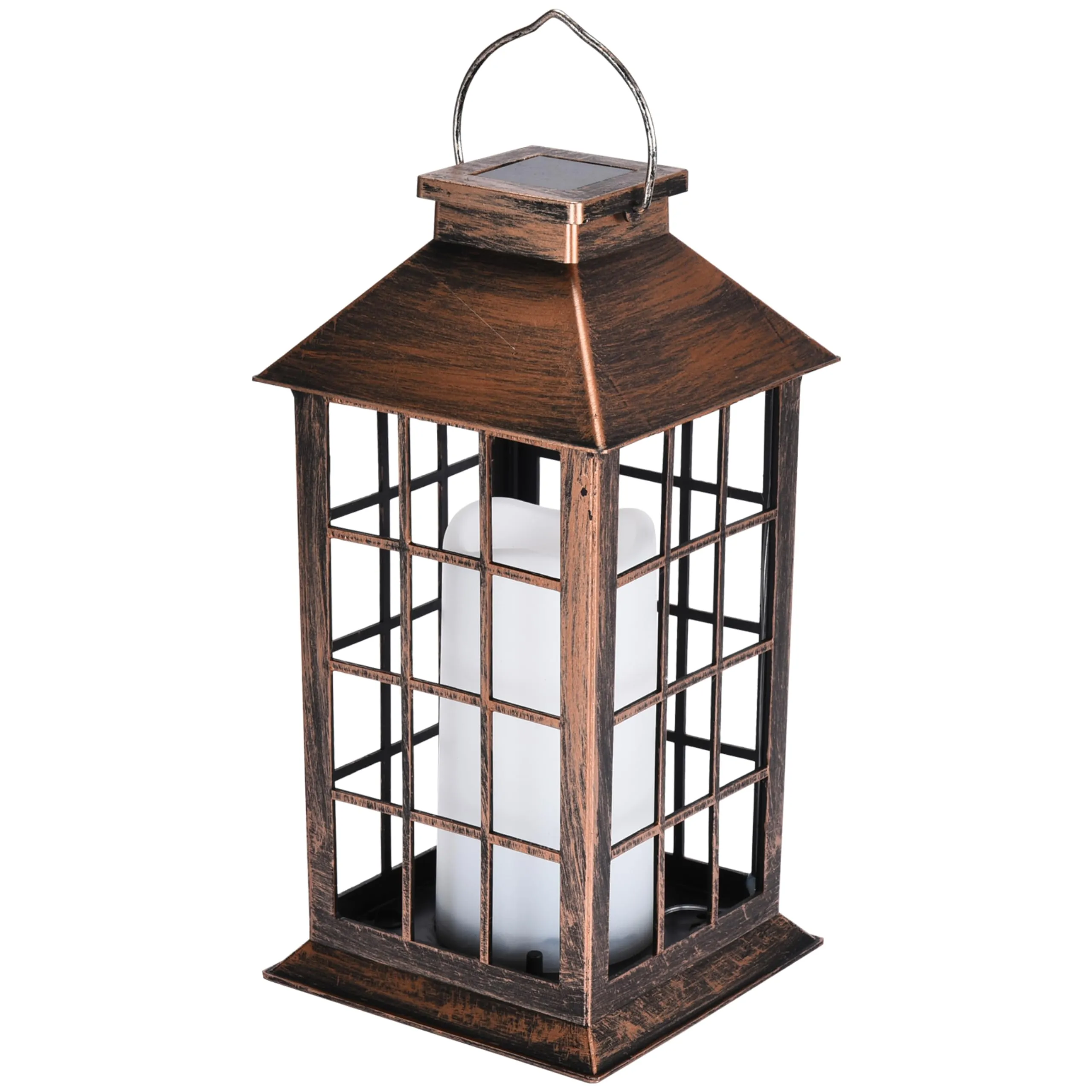 Outdoor Solar Lantern With Squares Pattern - Waterproof Decorative Sun