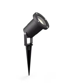 Puled Black Luminaire Groundlight Hammer 1X Gu10/ 5W Ip44 Aluminum/ Glass